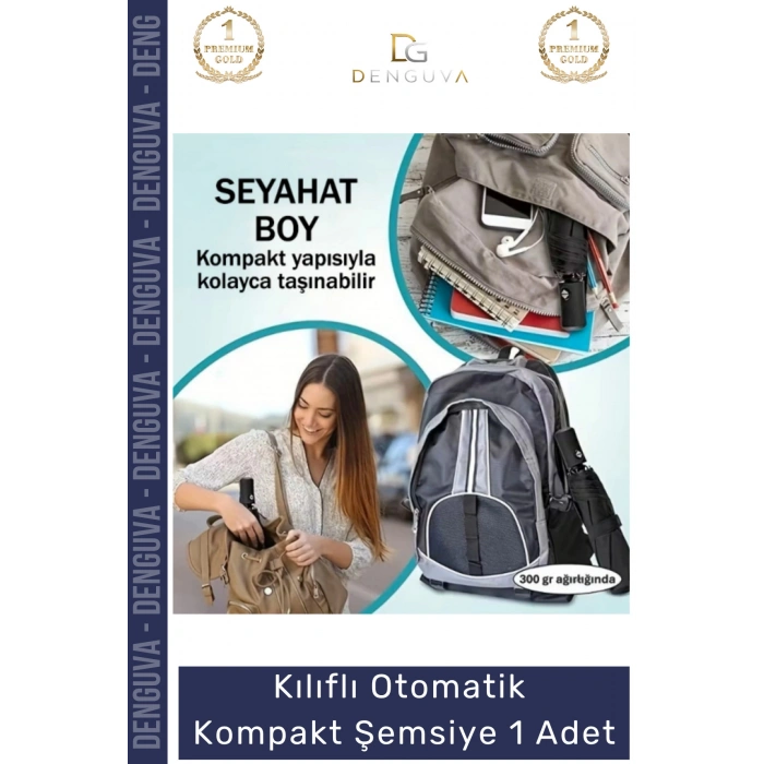 #Şemsiye Kılıflı Otomatik Su Geçirmez Dayanıklı Rüzgar Dirençli Ergonomik Kompakt Yağmur Şemsiye
