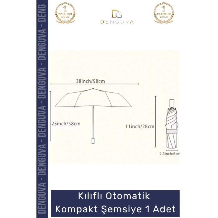 #Şemsiye Kılıflı Otomatik Su Geçirmez Dayanıklı Rüzgar Dirençli Ergonomik Kompakt Yağmur Şemsiye