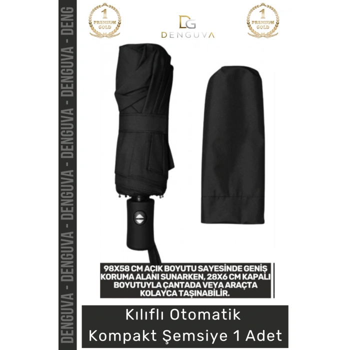 #Şemsiye Kılıflı Otomatik Su Geçirmez 8 Telli Rüzgara Dayanıklı Şık Ergonomik Kompakt Yağmur Şems