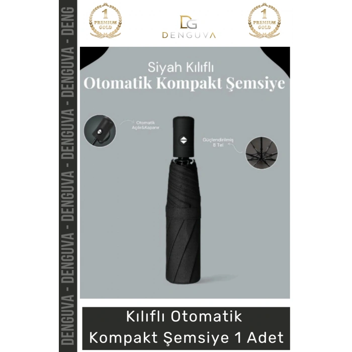 #Şemsiye Kılıflı Otomatik Su Geçirmez 8 Telli Rüzgara Dayanıklı Şık Ergonomik Kompakt Yağmur Şems