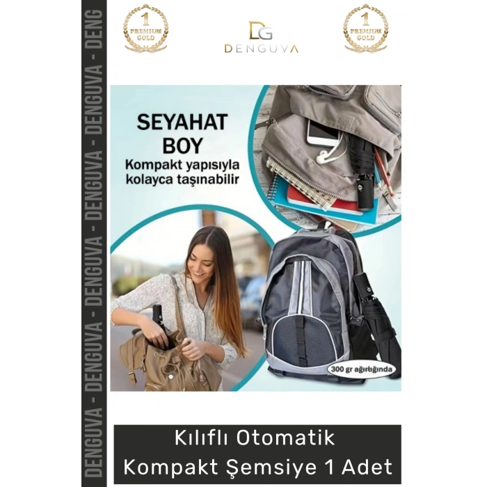 #Şemsiye Kılıflı Otomatik Su Geçirmez 8 Telli Rüzgara Dayanıklı Şık Ergonomik Kompakt Yağmur Şems
