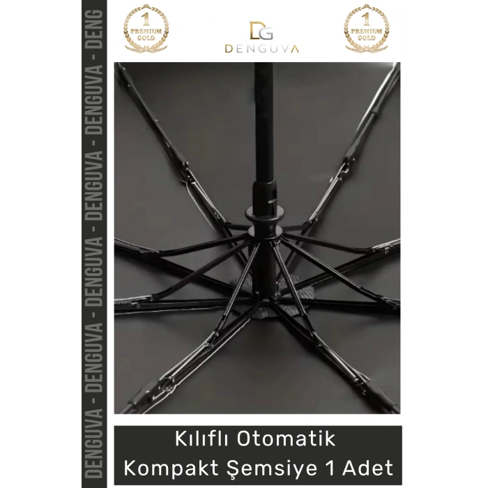 #Şemsiye Kılıflı Otomatik Su Geçirmez 8 Telli Rüzgara Dayanıklı Şık Ergonomik Kompakt Yağmur Şems