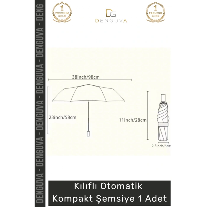 #Şemsiye Kılıflı Otomatik Su Geçirmez 8 Telli Rüzgara Dayanıklı Şık Ergonomik Kompakt Yağmur Şems