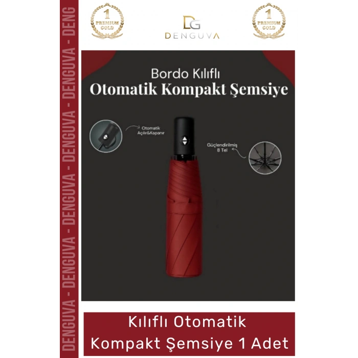 #Şemsiye Kılıflı Otomatik Su Geçirmez Dayanıklı 8 Telli Şık Ergonomik Çanta Boy Kompakt Yağmur Şemsiye