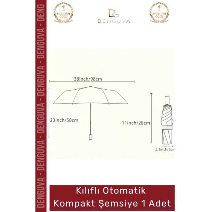 #Şemsiye Kılıflı Otomatik Su Geçirmez Dayanıklı 8 Telli Şık Ergonomik Çanta Boy Kompakt Yağmur Şemsiye