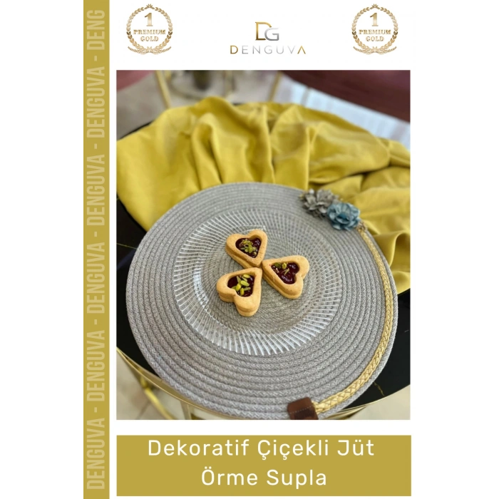 #Supla Jüt Örme Çiçekli El Yapımı Dekoratif Amerikan Servis 39cm Sağlam Dikiş Kalitesi Supla