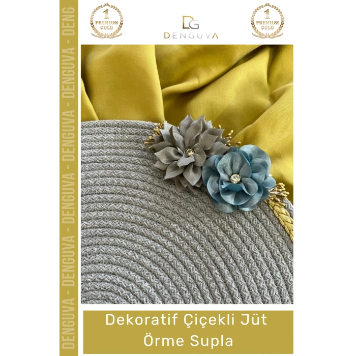#Supla Jüt Örme Çiçekli El Yapımı Dekoratif Amerikan Servis 39cm Sağlam Dikiş Kalitesi Supla