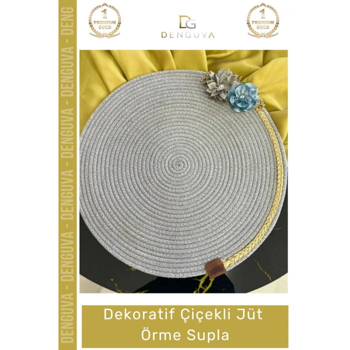 #Supla Jüt Örme Çiçekli El Yapımı Dekoratif Amerikan Servis 39cm Sağlam Dikiş Kalitesi Supla