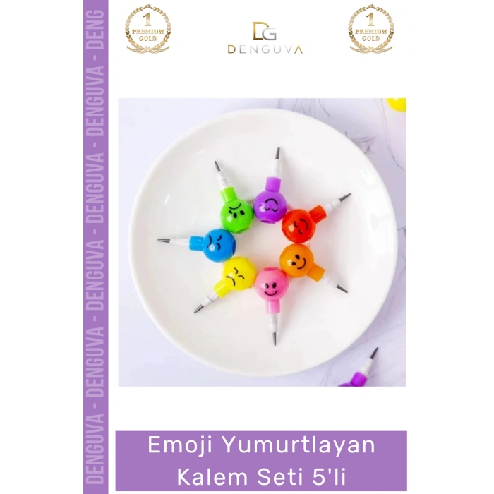 #KalemSeti Emojili Renkli Okul Kırtasiye Modüler Eğlenceli Öğrenci Yumurtlayan Kalem Seti 5li