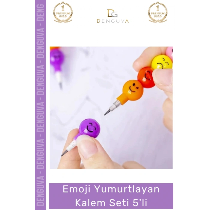 #KalemSeti Emojili Renkli Okul Kırtasiye Modüler Eğlenceli Öğrenci Yumurtlayan Kalem Seti 5li