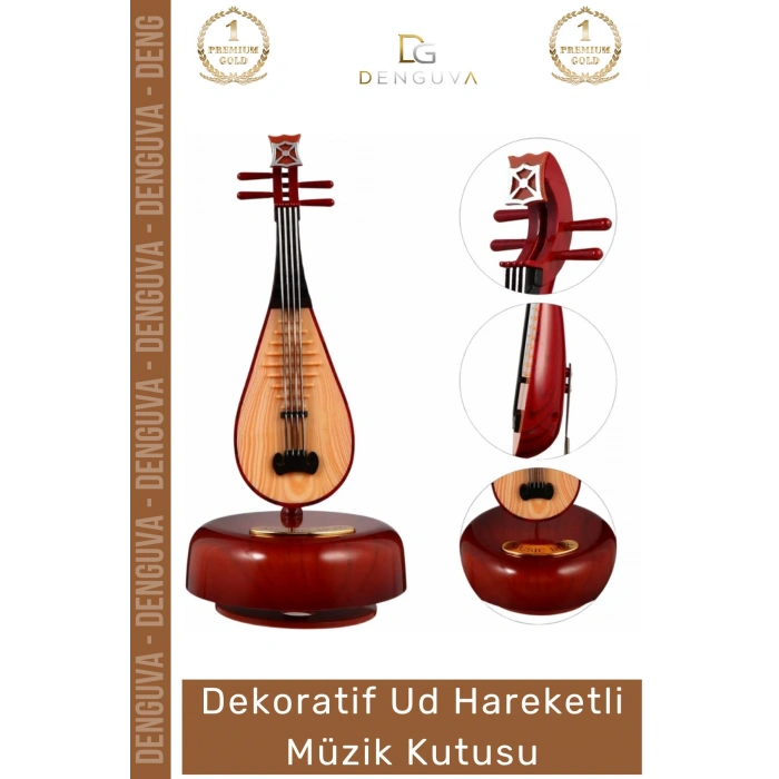 #MüzikKutusu Ahşap Görünümlü Dekoratif Dönen Mekanizmalı Otantik Zarif Tasarım Ud Hareketli Müzik Kutusu