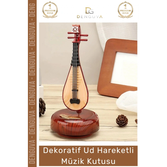 #MüzikKutusu Ahşap Görünümlü Dekoratif Dönen Mekanizmalı Otantik Zarif Tasarım Ud Hareketli Müzik Kutusu