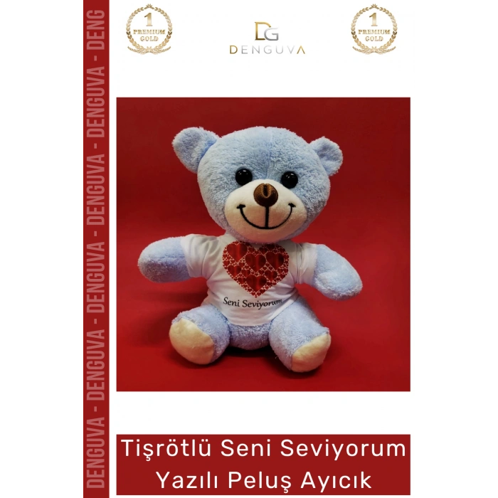 #Ayıcık Hediye Kalpli Seni Seviyorum Romantik Kaliteli Yumuşak Yazılı Tişörtlü Peluş Ayıcık