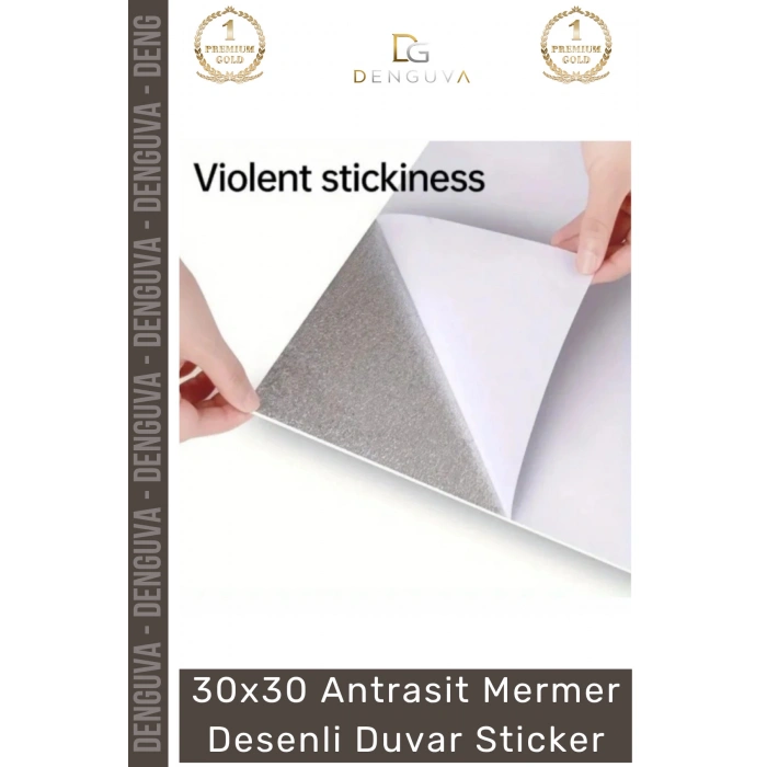 #Sticker 30x30 Antrasit Kendinden Yapışkanlı Mutfak Paneli Folyo Mermer Desenli Duvar Sticker