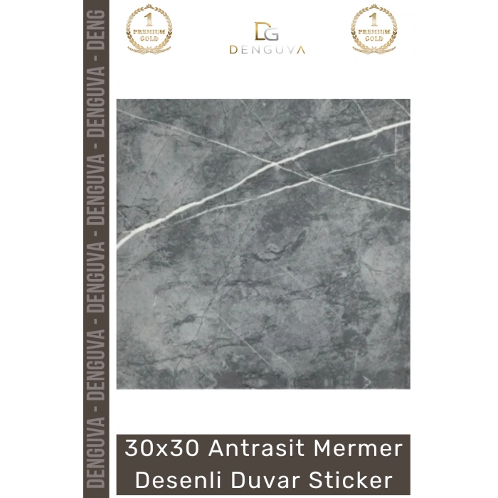 #Sticker 30x30 Antrasit Kendinden Yapışkanlı Mutfak Paneli Folyo Mermer Desenli Duvar Sticker
