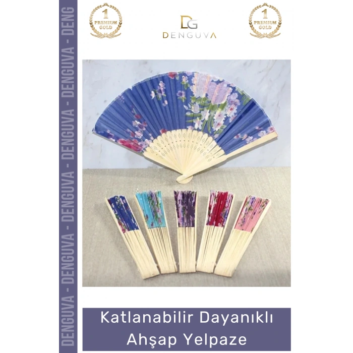 #Yelpaze Çiçek Desenli Doğal Estetik Şık Ergonomik Modern Katlanabilir Dayanıklı Ahşap Yelpaze