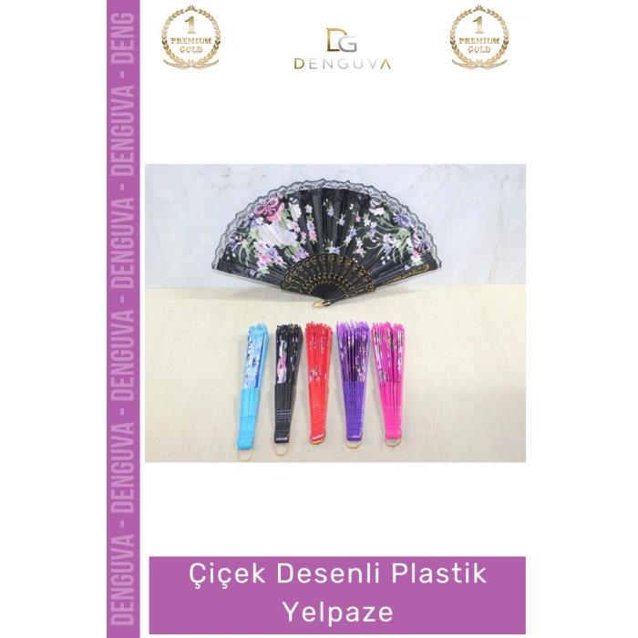 #Yelpaze Çiçek Desenli Katlanabilir Estetik Zarif Renkli Hafif Şık Hediyelik Plastik Yelpaze
