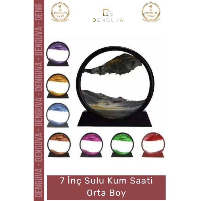 #KumSaati Dekoratif Masaüstü Ofis Hediyesi Sahra Çölü Tasarım 7 İnç 18x12 Sulu Kum Saati Orta Boy