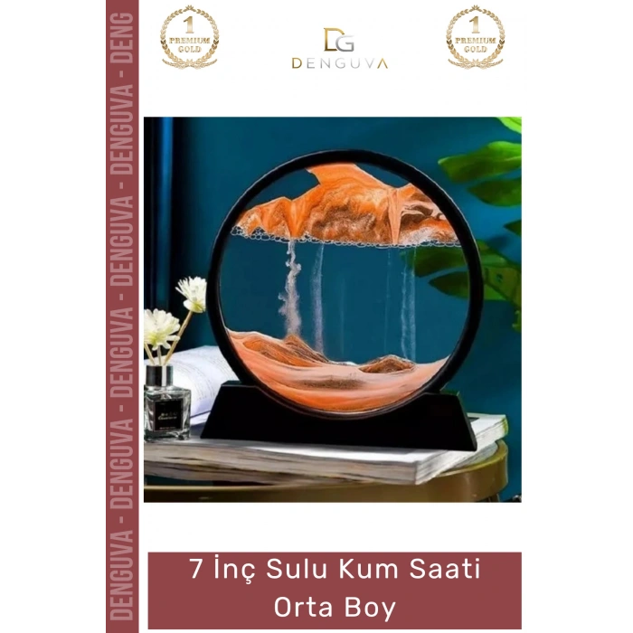 #KumSaati Dekoratif Masaüstü Ofis Hediyesi Sahra Çölü Tasarım 7 İnç 18x12 Sulu Kum Saati Orta Boy