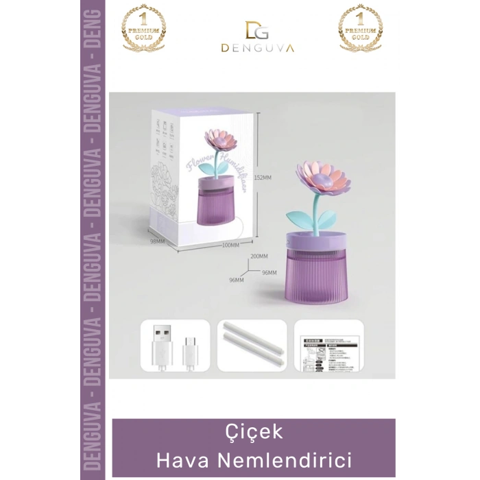 #HavaNemlendirici Estetik Tasarım USB Taşınabilir Dekoratif Masa Üstü Lambalı Çiçek Hava Nemlendirici