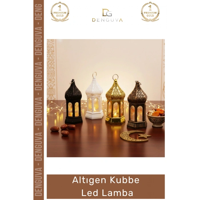 #LedKubbe Ramazan Temalı Büyük Dekoratif Aydınlatma Pilli Feneri Modern Tasarım Altıgen Kubbe LED