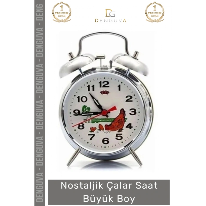 #Saat Nostaljik Kurmalı Horozlu Metal Gövde Vintage Dekoratif Klasik Antika Çalar Saat