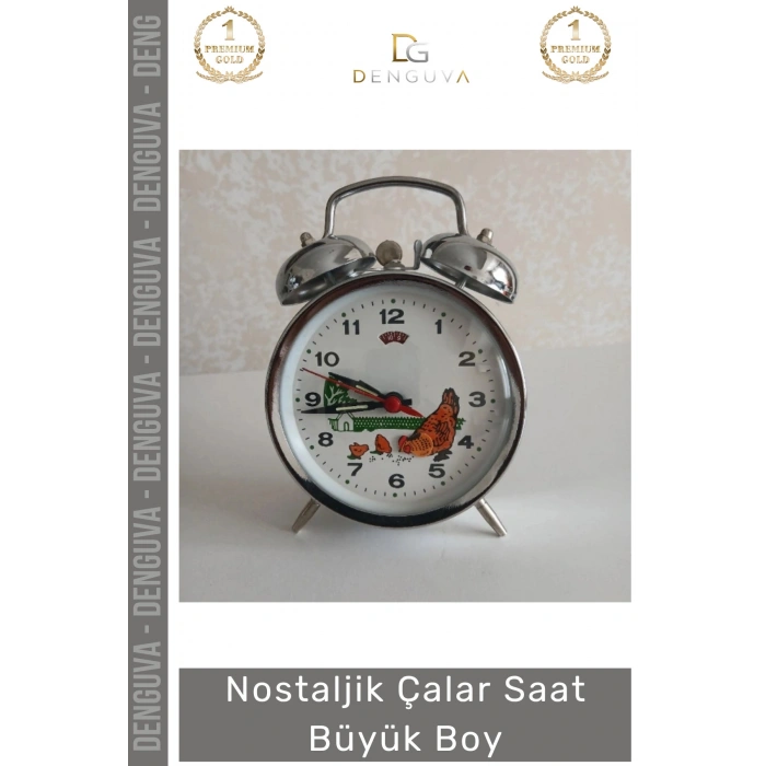 #Saat Nostaljik Kurmalı Horozlu Metal Gövde Vintage Dekoratif Klasik Antika Çalar Saat