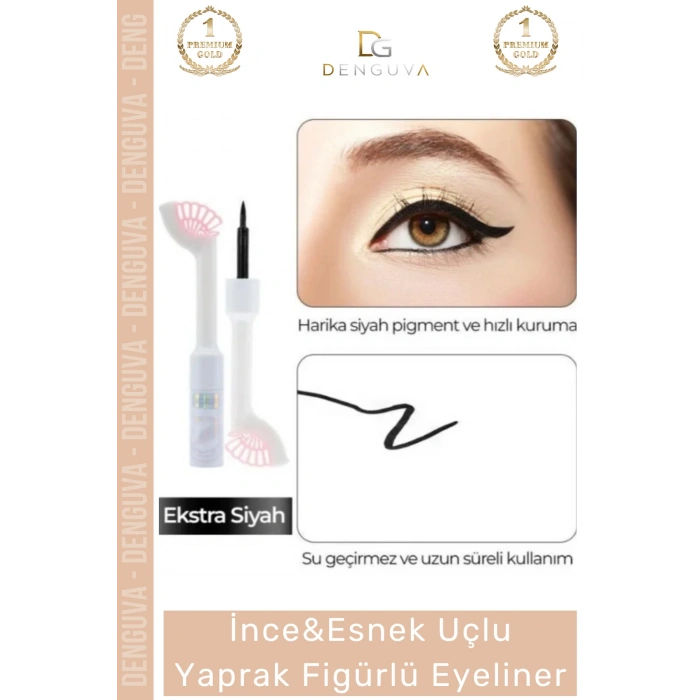 #Eyeliner Siyah Pigmentli Kalıcı Profesyonel Egzersiz Seti Estetik Esnek Uçlu Yaprak Figürlü Eyeliner