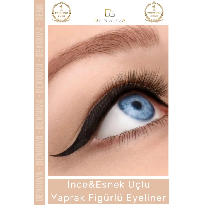 #Eyeliner Siyah Pigmentli Kalıcı Profesyonel Egzersiz Seti Estetik Esnek Uçlu Yaprak Figürlü Eyeliner