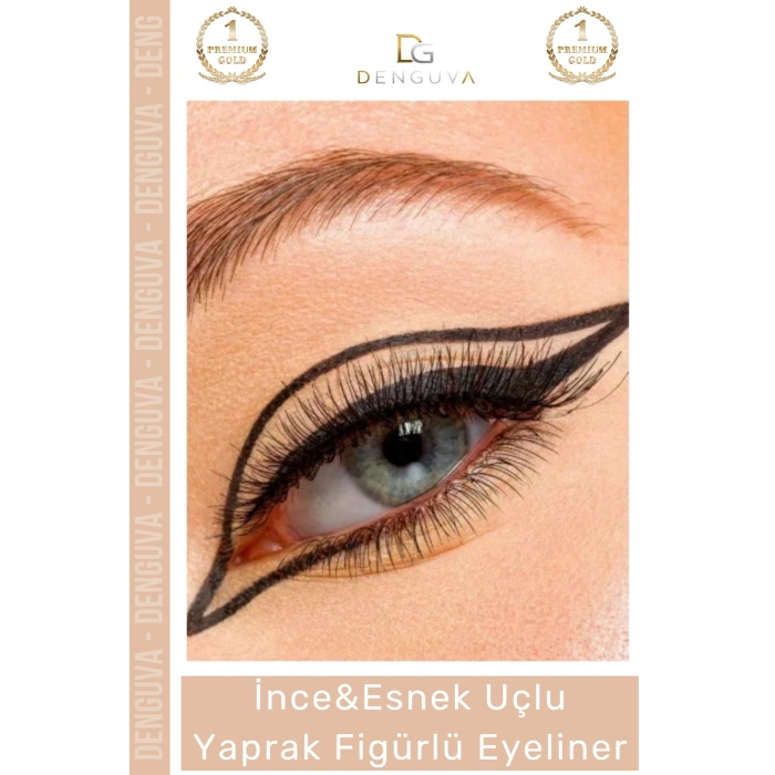 #Eyeliner Siyah Pigmentli Kalıcı Profesyonel Egzersiz Seti Estetik Esnek Uçlu Yaprak Figürlü Eyeliner