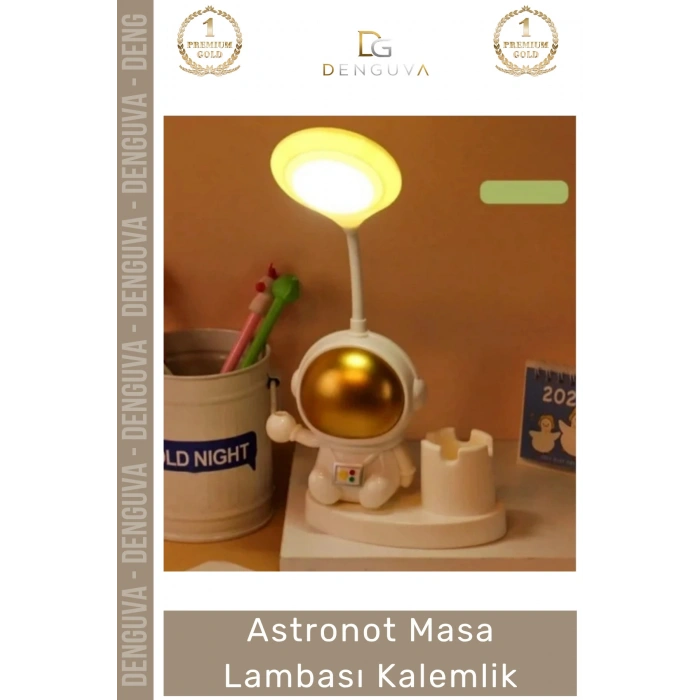 #Kalemlik Dekoratif Çocuk Genç Odası Şık Fonksiyonel Modern Hediyelik Astronot Masa Lambası Kalemlik