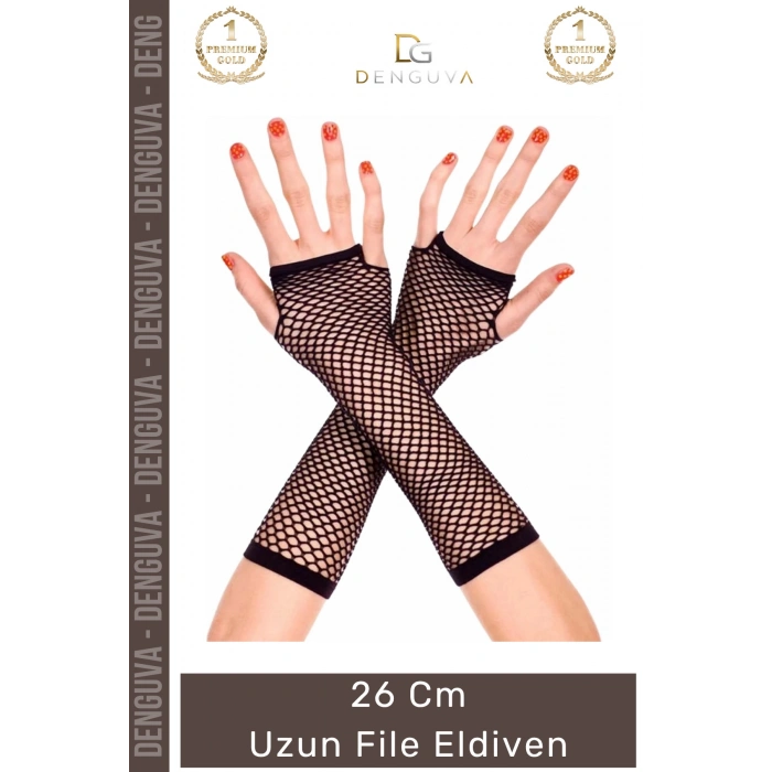 #Eldiven Siyah Şık 26 cm Esnek Sahne Kostüm Parti Aksesuarı Modern Estetik Zarif Renk Uzun File Eldiven