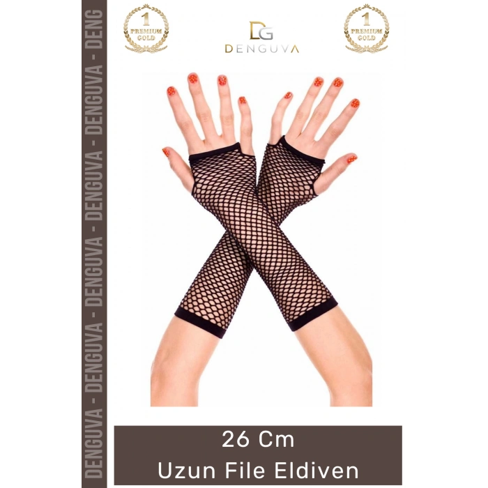 #Eldiven Siyah Şık 26 cm Esnek Sahne Kostüm Parti Aksesuarı Modern Estetik Zarif Renk Uzun File Eldiven