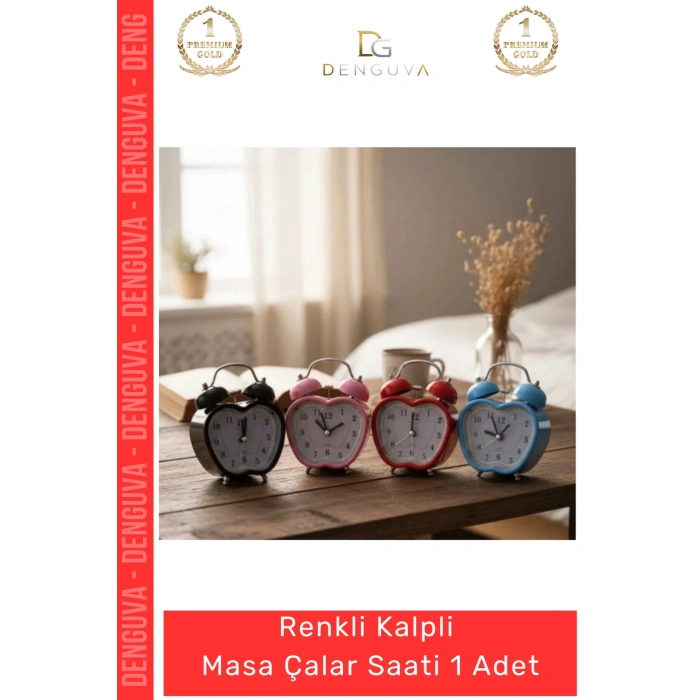 #ÇalarSaat Dekoratif Işıklı Nostaljik Kulaklı Çan Tasarım Şık Hediye Komodin Renkli Kalp Masa Çalar