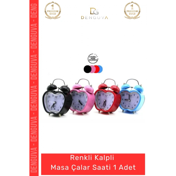 #ÇalarSaat Dekoratif Işıklı Nostaljik Kulaklı Çan Tasarım Şık Hediye Komodin Renkli Kalp Masa Çalar