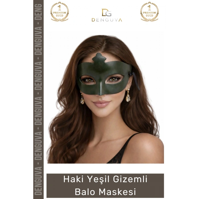 #Maske Haki Yeşil Gizemli Masquerade Parti Aksesuarı Lastikli Yetişkin Zarif Kostüm Balo Maskesi