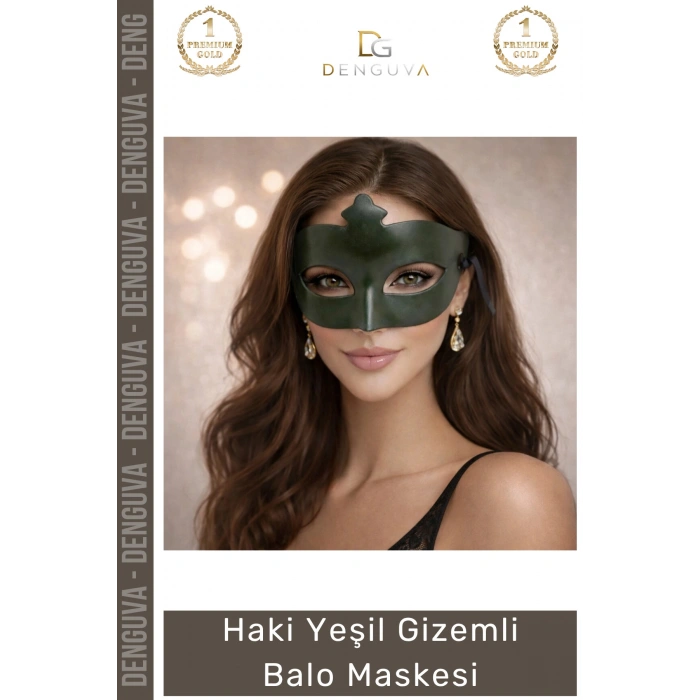 #Maske Haki Yeşil Gizemli Masquerade Parti Aksesuarı Lastikli Yetişkin Zarif Kostüm Balo Maskesi