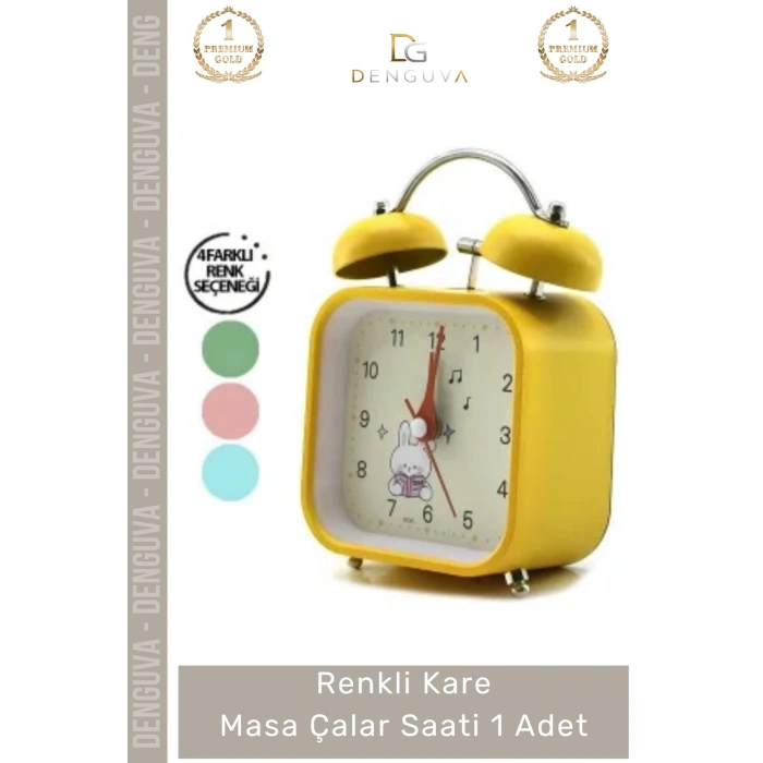 #ÇalarSaat Dekoratif Retro Tasarım Işıklı Kadran Ofis Hediyelik Pilli Renkli Kare Masa Çalar Saat