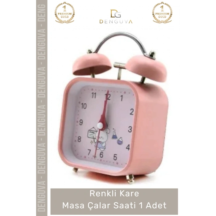 #ÇalarSaat Dekoratif Retro Tasarım Işıklı Kadran Ofis Hediyelik Pilli Renkli Kare Masa Çalar Saat