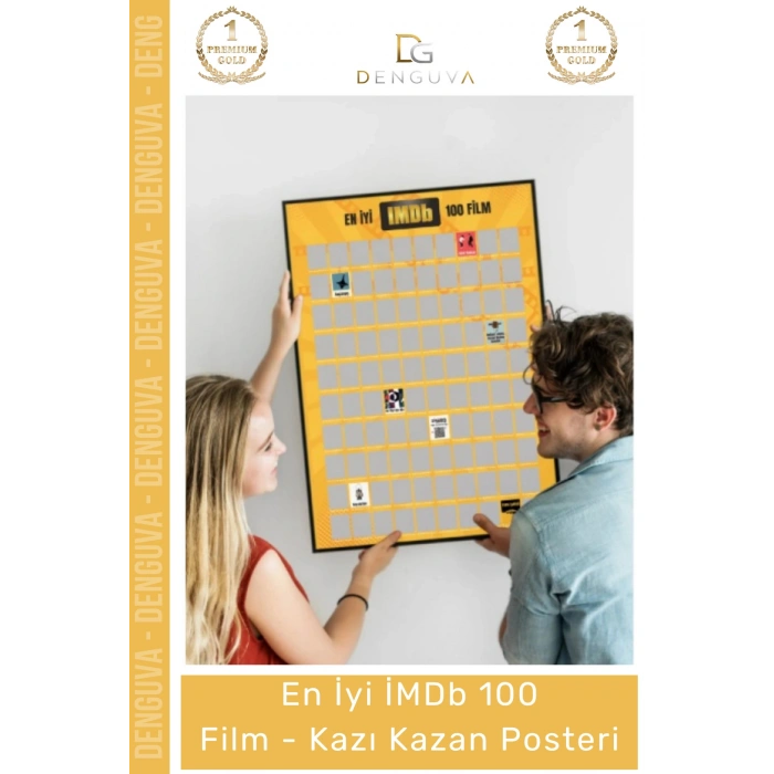 #Sinema Sinema Tutkunu Hediye Dekoratif İnteraktif Kült Liste IMDb 100 Film Kazı Kazan Posteri