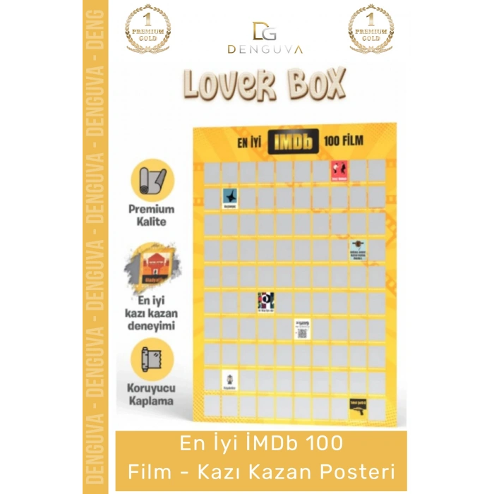 #Sinema Sinema Tutkunu Hediye Dekoratif İnteraktif Kült Liste IMDb 100 Film Kazı Kazan Posteri