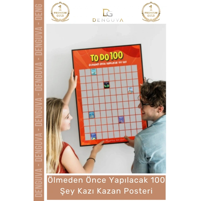 #Poster Hediye Dekoratif Duvar Tablosu Liste Ölmeden Önce Yapılacak 100 Şey Kazı Kazan Posteri