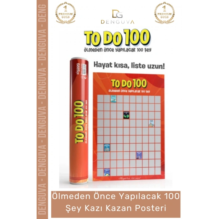 #Poster Hediye Dekoratif Duvar Tablosu Liste Ölmeden Önce Yapılacak 100 Şey Kazı Kazan Posteri