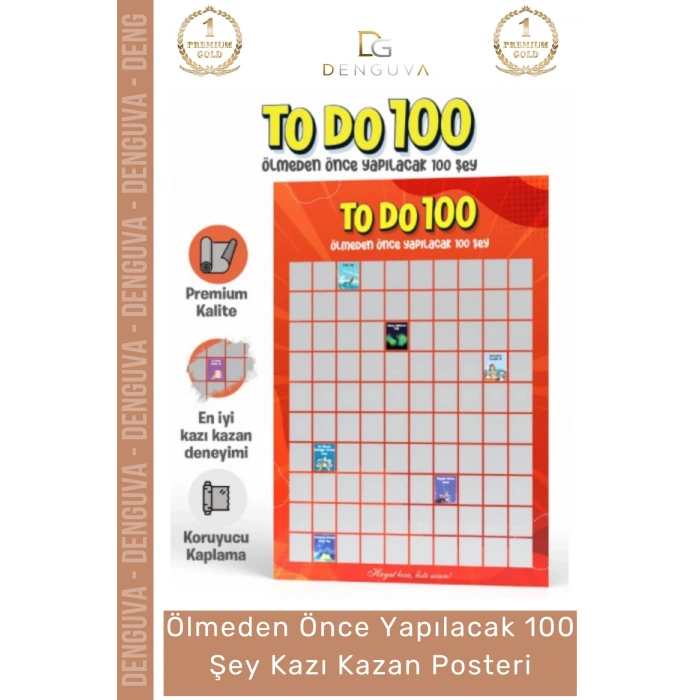 #Poster Hediye Dekoratif Duvar Tablosu Liste Ölmeden Önce Yapılacak 100 Şey Kazı Kazan Posteri