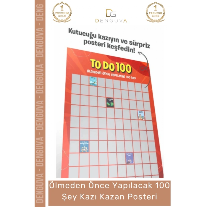 #Poster Hediye Dekoratif Duvar Tablosu Liste Ölmeden Önce Yapılacak 100 Şey Kazı Kazan Posteri