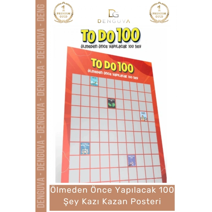 #Poster Hediye Dekoratif Duvar Tablosu Liste Ölmeden Önce Yapılacak 100 Şey Kazı Kazan Posteri