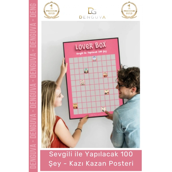 #Poster Romantik Sevgililer Günü Hediyesi Tablo Sevgili Yapılacak 100 Şey Kazı Kazan Posteri