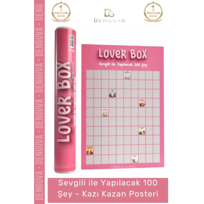 #Poster Romantik Sevgililer Günü Hediyesi Tablo Sevgili Yapılacak 100 Şey Kazı Kazan Posteri