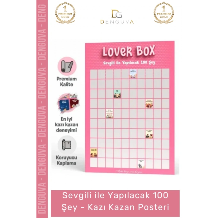 #Poster Romantik Sevgililer Günü Hediyesi Tablo Sevgili Yapılacak 100 Şey Kazı Kazan Posteri