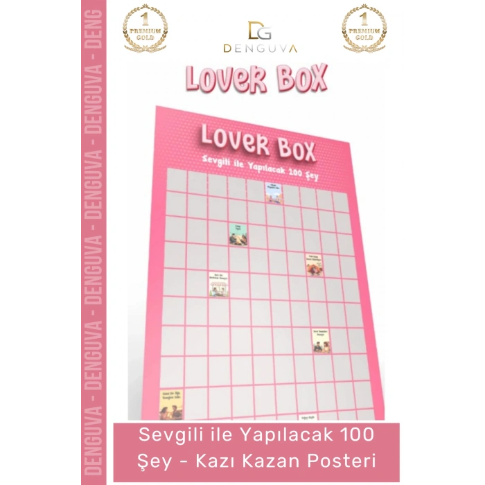 #Poster Romantik Sevgililer Günü Hediyesi Tablo Sevgili Yapılacak 100 Şey Kazı Kazan Posteri